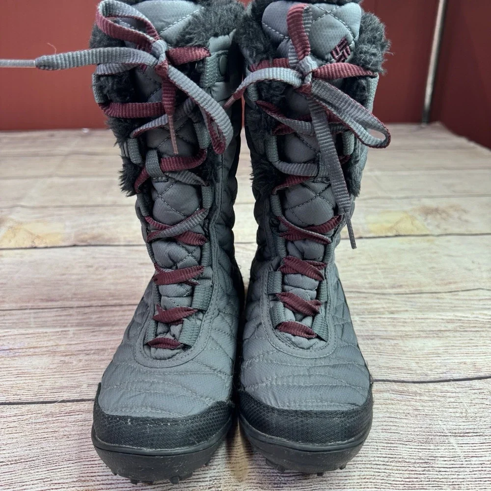 Columbia Youth Minx Mid III Snow Boots Gray Waterproof Insulated Girls Size US 1